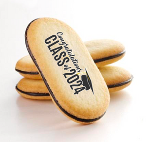Branded oval shaped butter cookie with chocolate center with logo