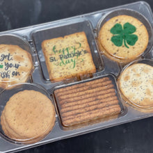 Load image into Gallery viewer, Crackers can be  used for a charcuterie board that have edible St Patricks Day designs printed on them
