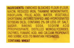 product ingredient list for flour tortilla