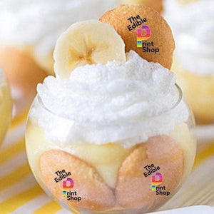 Vanilla wafers with a logo printed on them used for banana pudding